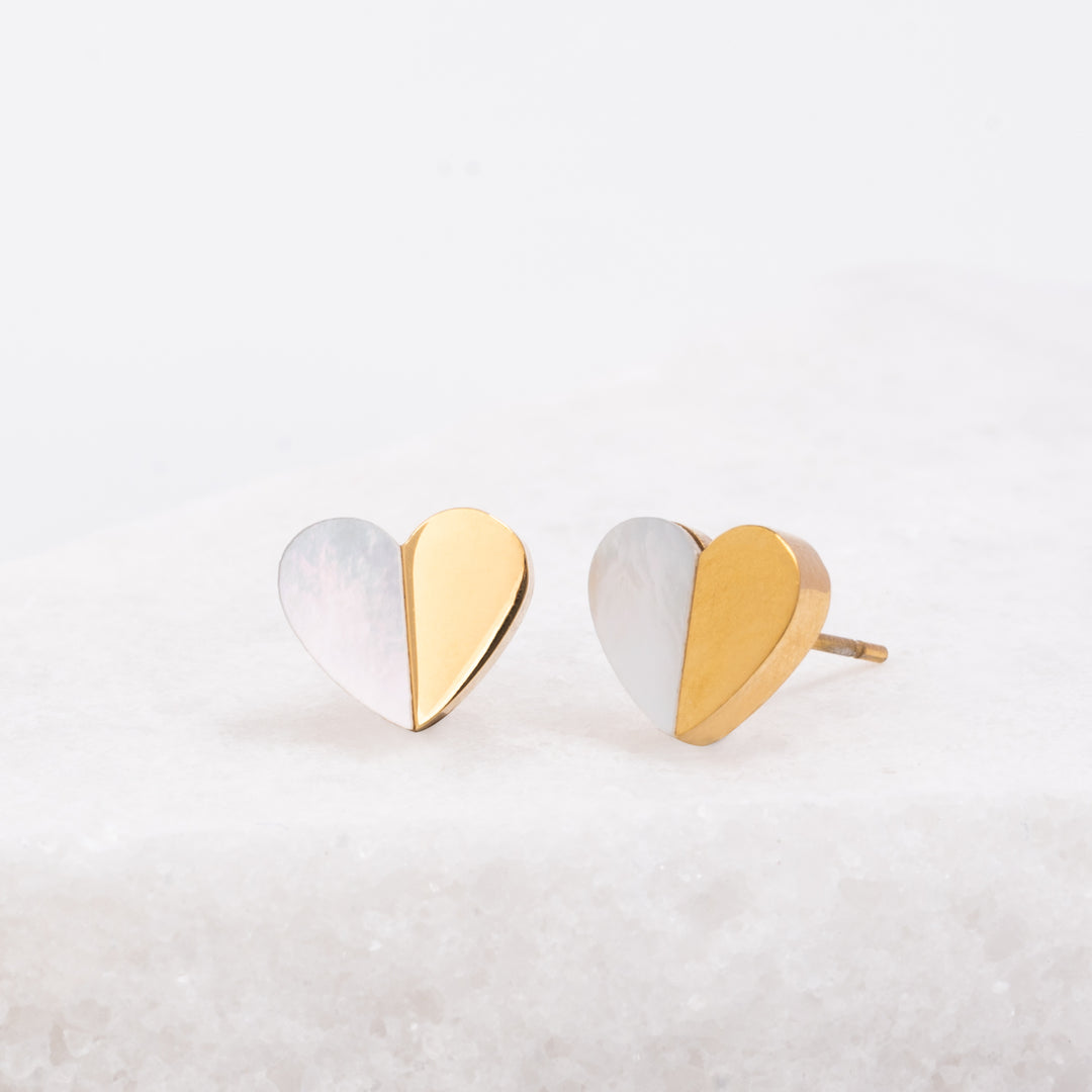 Mother of Pearl Heart Earrings